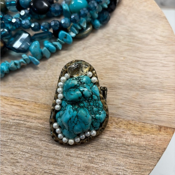 Bundle - Turquoise Beaded Bracelet and Ring Set - Picture 2 of 5